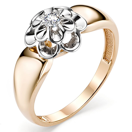 Кольцо, золото, бриллиант, 129-110